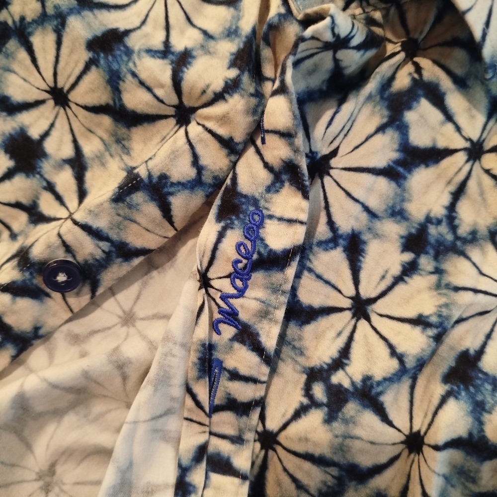 Maceoo‎ Italian Digital Fabrics Galileo Flowertiedye Blue Button Shirt Mens 2XL - Picture 7 of 12